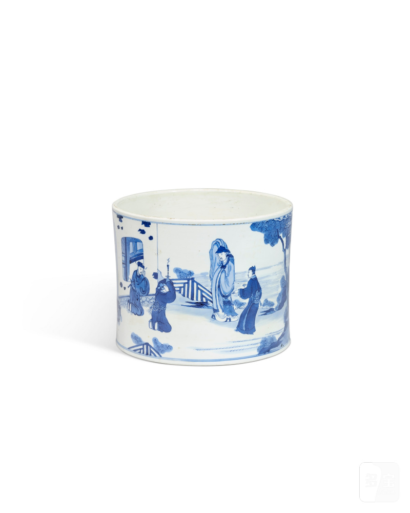 POT À PINCEAUX EN PORCELAINE BLEU BLANC  CHINE, DYNASTIE QING, ÉPOQUE KANGXI (1662-1722) - 图2